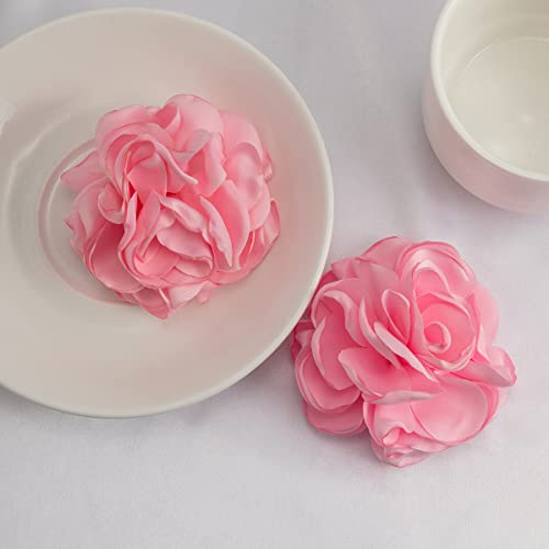 Bethynas Fabric Rose Flower Shoes Clips Lady Elegant High Heel Sandals Removable Floral Shoes Buckle Clips Charm Diy Shoes Decoration for Women (Rose Pink)