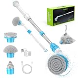 Oraimo Elektrische Reinigungsbürste, 430 U/min Electric Spin Scrubber, Reinigungsbürste Elektrisch mit Verstellbaren Teleskopstange, Austauschbare Bürstenköpfe für Badewanne, Fliesen, Boden, Auto