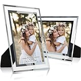 DMSELL 2 Pack Glass Photo Frame 8x6, Glass Picture Frames 8x6 for Wedding Photos,Family Photos and Home Decoration