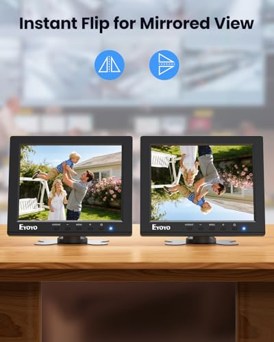 Image of Eyoyo 8 inch Security Camera Monitor, 1024x768 4:3 Mini LCD Screen CCTV Monitors Display with HDMI VGA BNC AV USB, Small Video Monitor for PC, NVR, Raspbery Pi, RV & Kitchen, Built-in Speakers