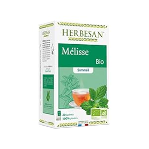 HERBESAN®-MÉLISSE FRANCAISE BIO – INFUSION BIO – SOMMEIL SEREIN – Sans plastique- 100% plantes bio – 20 sachets en papier
