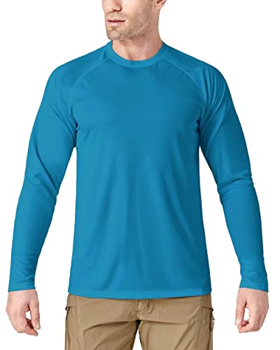 Boladeci Mens Rash Guard Long Sleeve Upf 50+ Sun Protection Uv Shirts Summer Clothing Spf Plain Beach Athletic Swimming Tee Top T-Shirt Blue Green 2Xl #TOP25