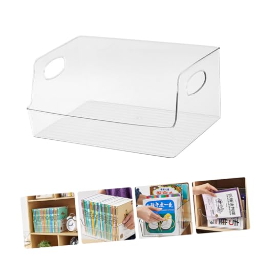 Boîte de rangement transparente en plastique compact avec poignée pour bureau - 8