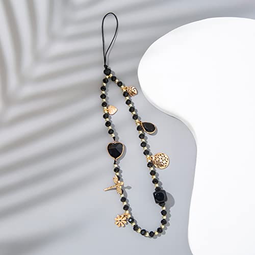 Crystal Mobile Phone Chain Phone Charm Strap Fashion Universal Beaded Phone Lanyard Wrist Strap Dragonfly Flower Phone Charm Phone Decorations Charm Keychain for Women Teen Girls Phone Bracelet