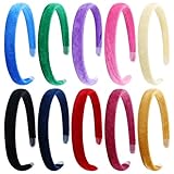 inSowni 10 Pieces Colorful Thin Plastic Velvet Headbands with Rubber Cover Velvet Hair Bands Accessories for Women Girls Teens Kids
