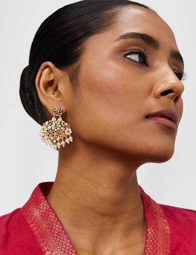 Image of Rubans Chandbali Earrings Gold Plated Traditional Pearl Detailed Jewellery Gift for Women & Girls