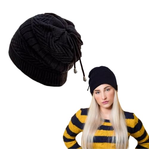 YBCCBY Beanie Mütze Wintermütze Damen Herren Thermo Strickmütze Wollmütze Atmungsaktiv Mützenschal Schwarz Baumwollmützen Laufmützen Herrenmütze für Winter