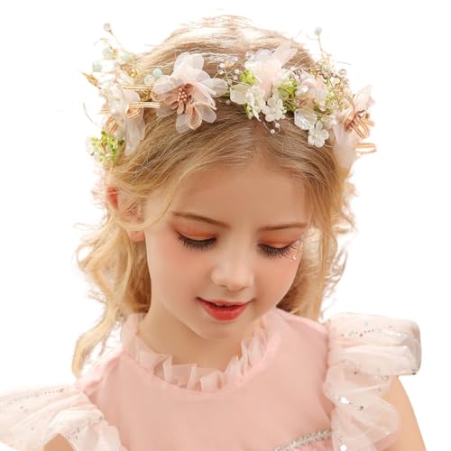 Tiara Coroa de Flores Pérolas para Casamento Floral Daminha Luxo