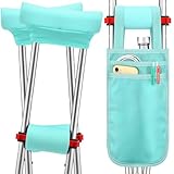 Threlaco 5 Pcs Crutch Pads,Bag,Hand Grips Underarm Crutches Padding Cover for Adults Armpit Padding, Hand Grips, Pouch, Lightweight Accessories for Adult Youth Walking(Teal)