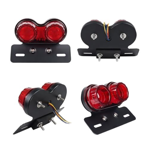 Feu arrière clignotant LED moto 12V avec support de plaque et feu de freinage - 4
