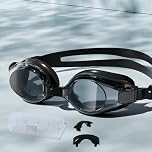 Vyloky Swimming Goggles with Optical Prescription (-1.5 to -7.0), Anti-Fog Coating, Soft Silicone, Panoramic Vision (Black, -3.0)