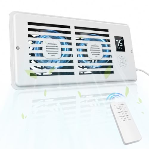 Orabriz AC Vent Booster Fan 4" x 10" Register, Quiet 10-Speed Air Booster with Thermostat Control, Remote & LCD Display, Aroma Pad Slot, Improves Airflow for Small Rooms