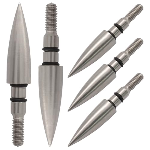 LifCratms 12 Pcs 125 Grains Archery Field Points, Practice Arrow Tip for 5/16 Inch Arrows, Field Tip for Recurve, Compound Bow Crossbow(Silver)