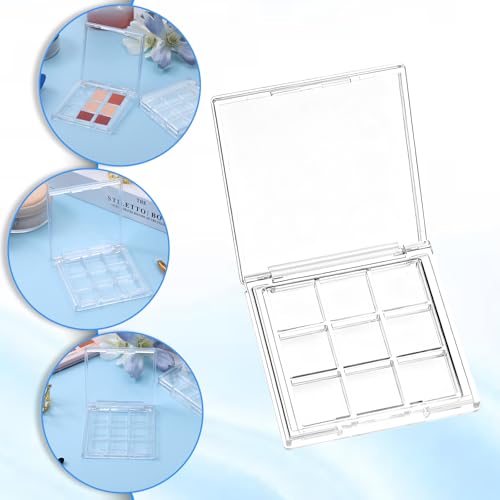 Trinkrittey Empty Makeup Palette Depotting Case, 2pcs Empty Lipstick Palette 9-Grid Clear Blush Lipstick Case Portable Eyeshadow Pan Dispensing Storage Boxes