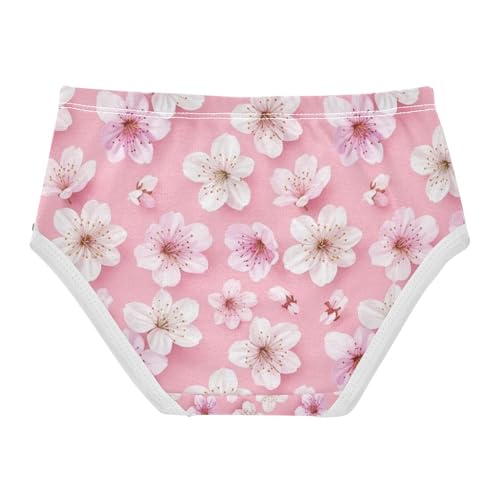 Toddler Briefs, Cherry Blossom Flowers Cotton Girls Underwear, 2T–8 Years2