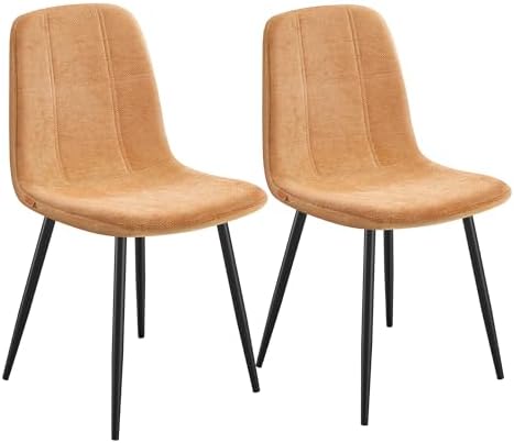 VASAGLE Dining Chairs, Set of 2 Dining Room Chairs, Metal Frame, Adjustable Feet, Easy to Clean, Glacier-Textured Synthetic Leather, for Kitchen, Caramel Brown UKDC187K01 - Thumbnail 4