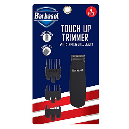 Barbasol Battery Powered Compact Touch Up Trimmer with Precision Stainless Steel Blades and 3 Guide Combs