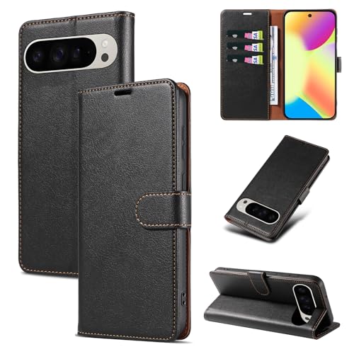 RKINC Wallet Case for Pixel 10/10 Pro, 3 Card Holders, Jet Black