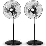 BILT HARD 3900 CFM 18' High Velocity Pedestal Oscillating Fan, 3-Speed Heavy Duty Metal Standing Shop Fan with Aluminum Blades for Commercial, Residential, and Garage, UL Listed, 2 Pack