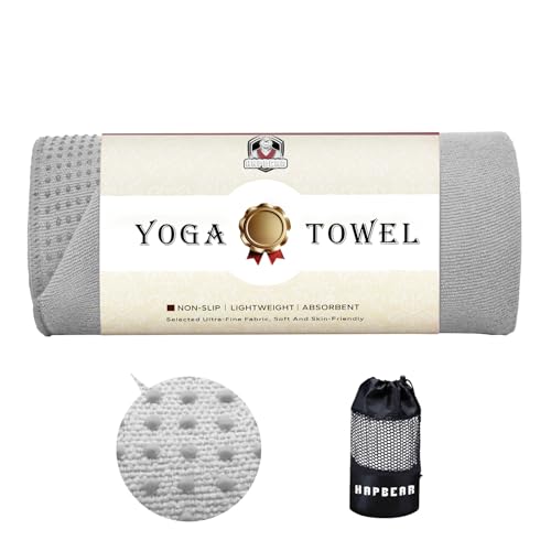 HAPBEAR Hot Yoga Towel with Grip Dots, Microfiber, Absorbent