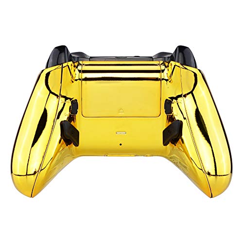 Image of eXtremeRate Chrome Gold Lofty Programable Remap & Trigger Stop Kit, Upgrade Boards & Redesigned Back Shell & Side Rails & Back Buttons & Trigger Lock for Xbox One S /X Controller Model 1708