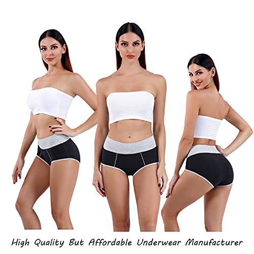 Honzadar Sous-vêtements taille haute pour femme, culotte gainante, culotte post-partum, couverture complète (taille normale et grande), Popular114-noir-lot de 5, 5XL plus – vue 2