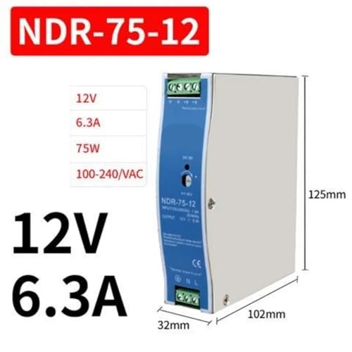 Alimentation rail DIN NDR-75W à tension stable 12V - 6