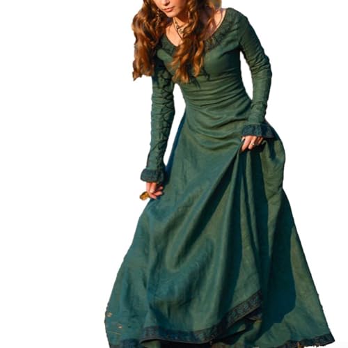 Elegantes Renaissance-Kostüm für Damen, einzigartiges Elfenkleid, ideal für besondere Feiern und Cosplay (M Grün)