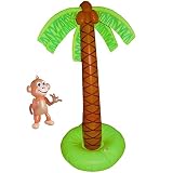 Aufblasbarer Affe 50 cm + Aufblasbare Palme 180 cm Strand Sommer Deko