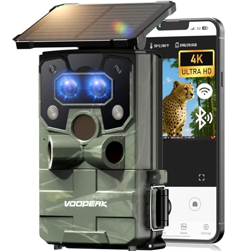VOOPEAK WiFi Trail Camera, Dual Lens Solar Wildlife Camera 4K 60MP Starlight Night Vision, 0.1s Trigger, 2 Display, IP66 Waterproof, Motion Activated Outdoor Camera for Wildlife Monitoring & Secur...