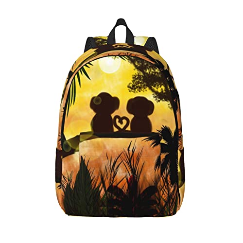 Sac à dos pour ordinateur portable école voyage cartable enfant dauphin poisson océan singe taille M