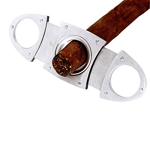 Cigars Cutter Stainless Steel Classic Metal Cigarette Cigar Guillotine Cigar Cutter Pocket Knife Scissors (Silver) #TOP1