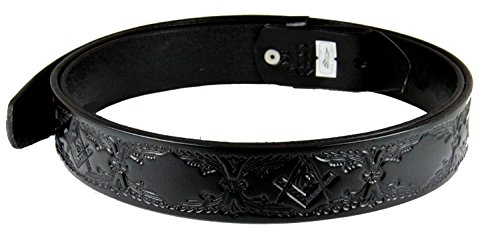 1010004 Genuine Leather Black Freemason Square Compass Belt Sizes 32-60 Mason