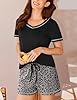 Ekouaer Pajama Set for Women 2 Piece Lounge Set Short Sleeve Tops and Shorts Print Pjs Sleepwear with Pockets Grey Leopard Large #1