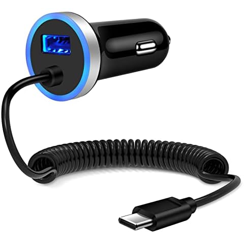 USB C Car Charger,3.4A Fast Car Charging Lighter Adapter+3ft Type C Coiled Cable for Samsung Galaxy S24 S23 Ultra A16 A35 A25 A15 A54 A14 A13 A23 A53 S22 S21 S20 S10 A03S,Pixel 9 8a 8 Pro 7a 7 6 5 4a Cover
