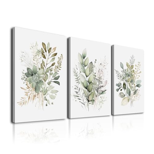 Framed Bathroom Wall Art Set of 3 for Rustic Botanical