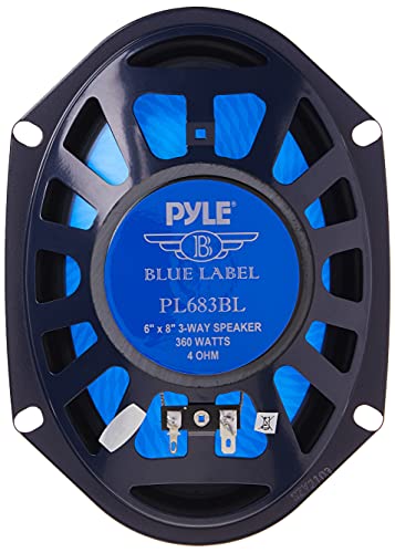Pyle 6” X 8” Car Sound Speaker (Pair) - Upgraded Blue Poly Injection Cone 3-Way 360 Watts W/ Non-Fatiguing Butyl Rubber Surround 70 - 20Khz Frequency Response 4 Ohm & 1" Asv Voice Coil - Pyle Pl683Bl #TOP3