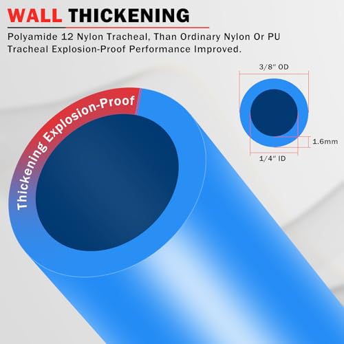 Image of CheeMuii 50 FT 3 /8 inch DOT Air Line Blue 3 /8 PA12 Nylon Pneumatic Tubing 15.2 Meter 3 /8 Inch OD Pneumatic Air Tubing Pipe Hose Line for Semi Truck Trailer or Industrial Air System