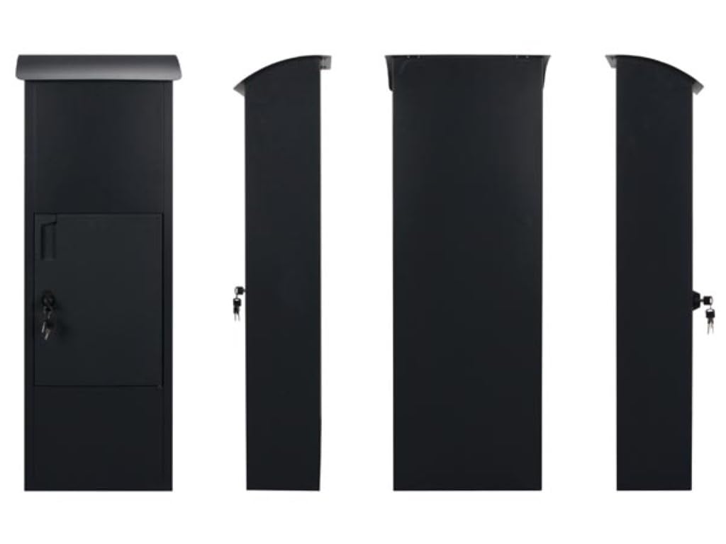 Perel Buzón de Paquete de Helsinki, instalación Gratuita, con Soporte de Nombre, 2 Teclas, Dimensiones (H x W x D) 105.3 x 39 x 24 cm, Negro