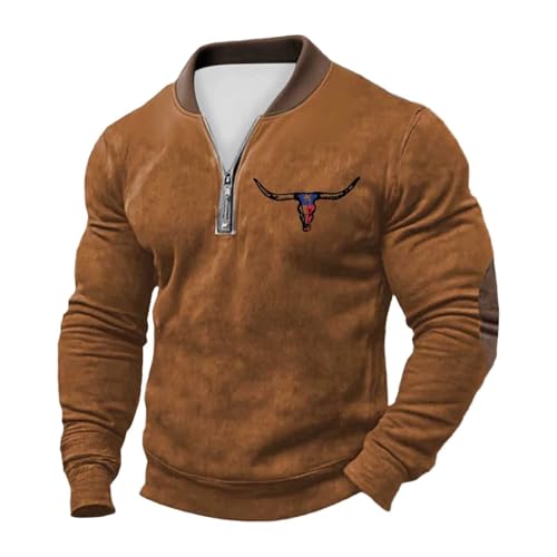 Generico - Generico Sweat à capuche pour homme et pull à capuche multipoches pour vêtements de travail Baggy Slim Fit Veste de survêtement Confort Pull à col roulé Fermeture éclair Broderie élan rétro médiéval