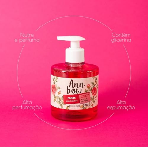 Memphis Sabonete Líquido Glicerinado Ann Bow Rosa Aromático De 340Ml. Ann Bow