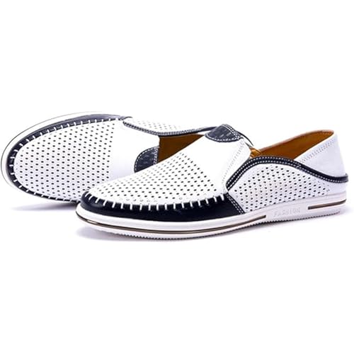 Men's Genuine Leather Loafers Slip-On Breathable Perforated Casual Summer Walking Driving Shoes3