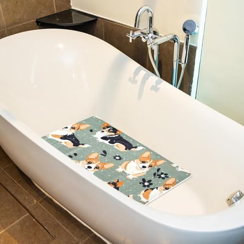 Tapis de bain corgi antidérapant séchage rapide tapis PVC extra long