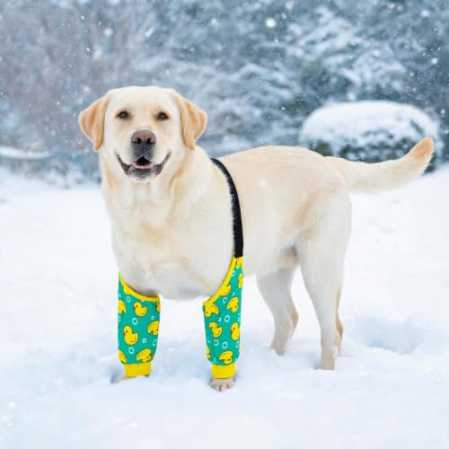 Image of Dog Elbow Wraps Knee Protector Pads Elbow Callus Treatment Sleeve for Wounds Front Legs Prevent Licking for Medium Large Dogs 2XL,Duck