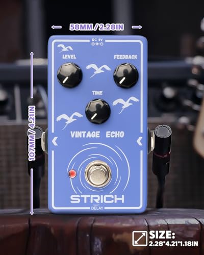 Image of STRICH VINTAGE ECHO Analog Delay Guitar Pedal, Vintage Delay Effect Pedal, True Bypass for Electric Guitar, Blue