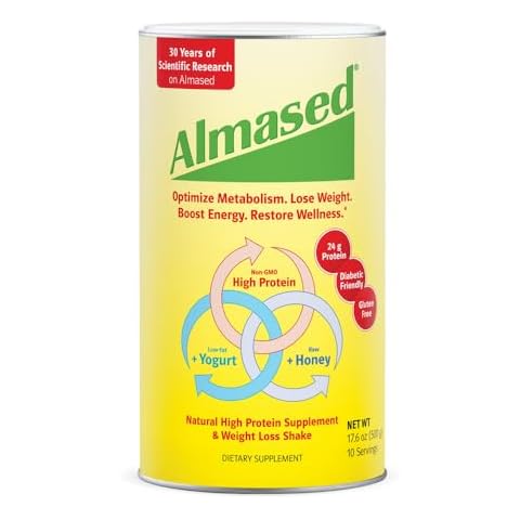 Almased Meal Replacement Shake - Low-Glycemic High Plant Base Protein Powder- Nutritional Weight Health Support Supplement - Original Flavor - 17.6 oz Cover