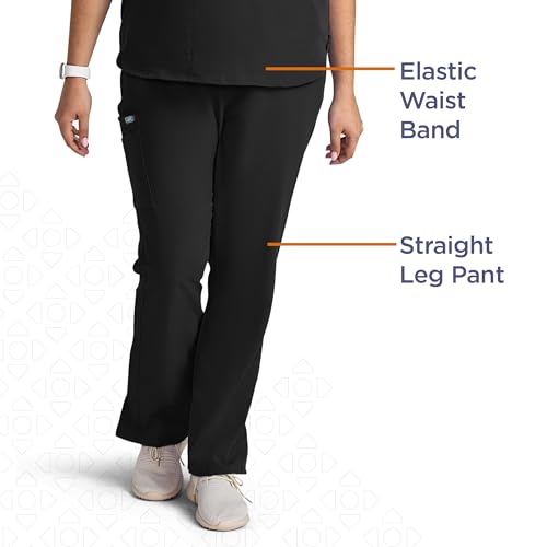 Image of ave. Varick Women's Scrub Pants, Elastic Waistband, 4-Way Stretch Fabric, Fade Resistant, Machine Washable Scrubs, Wrinkle-Resistant, For Nurses & Medical Professionals, (L, Black)