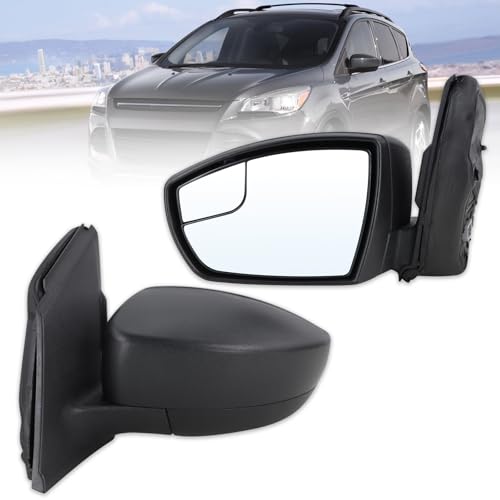 Lqito Left Driver Side Mirror Compatible With 2013 2014 2015 2016 Ford Escape With Manual Folding Power Glass Matte Black Replace#CJ5Z17683BA(3Pins) by Lqito - Used condition - US$40.12