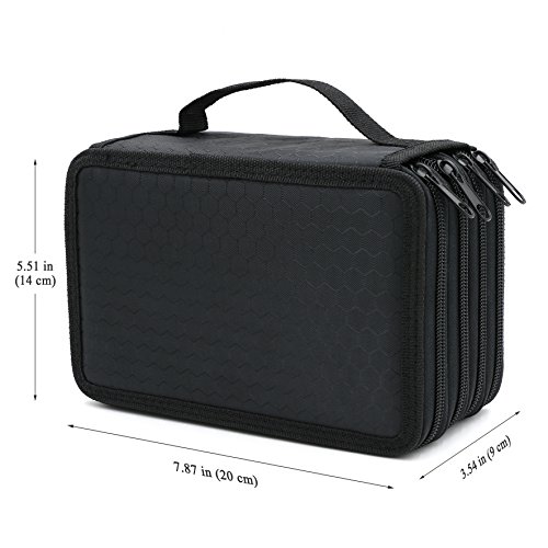 Youshares 72 Holders Handy Multi-Layer Zipper Pencil Case With Handle Strap, Oxford Fabric, Black #TOP3