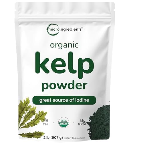 Organic Kelp Powder, 2lbs | Sustainably US Grown, Raw Ascophyllum Nodosum Source | Rich in Iodine for Thyroid Support, Body Scrubs, & Skin Care | Sea